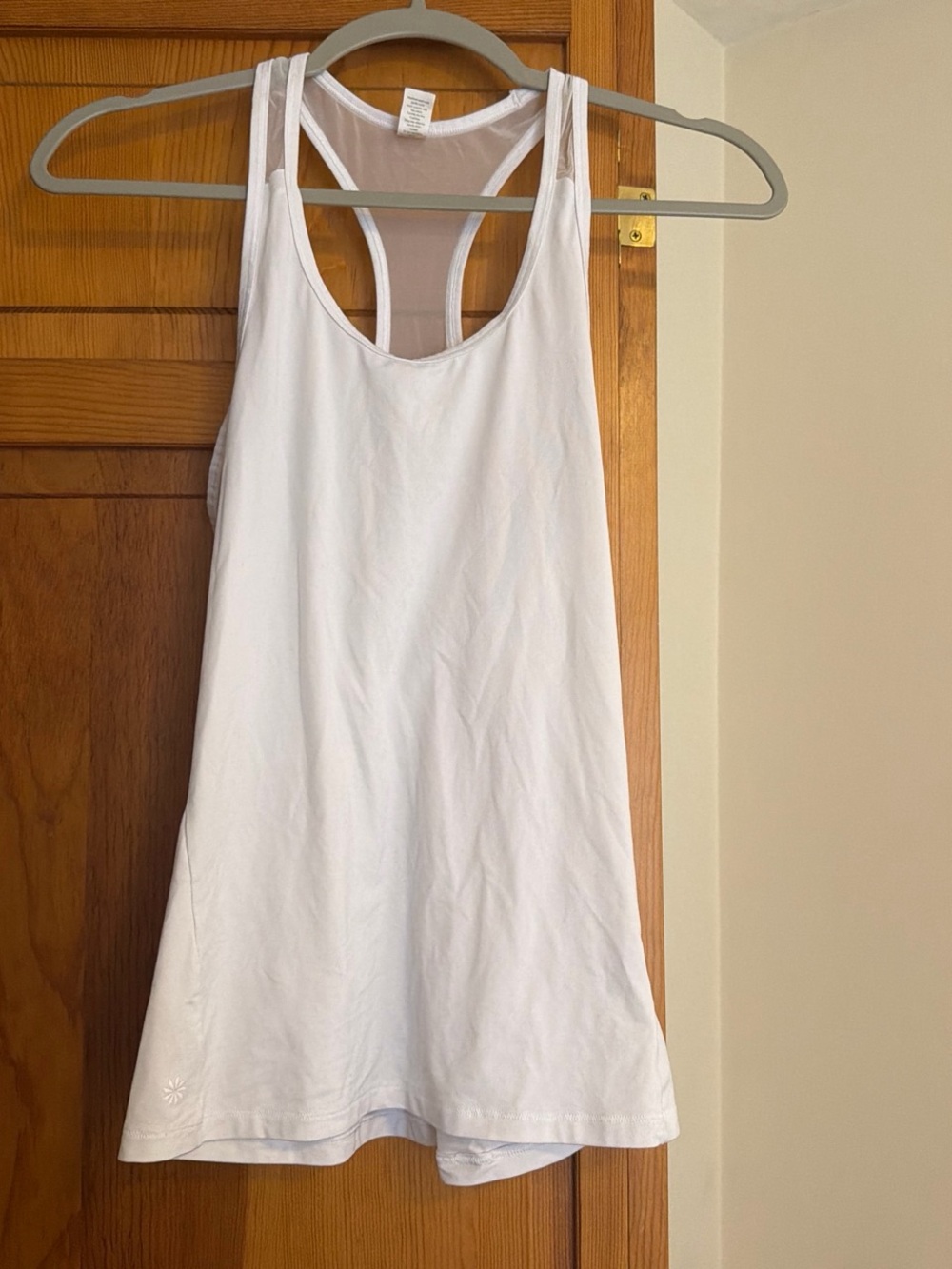 Athleta White Racerback Tank with Mesh Back Panel